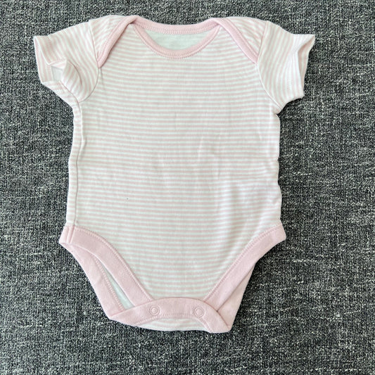 Girls 0-3 Month Pink & White Striped Short Sleeved Bodysuit