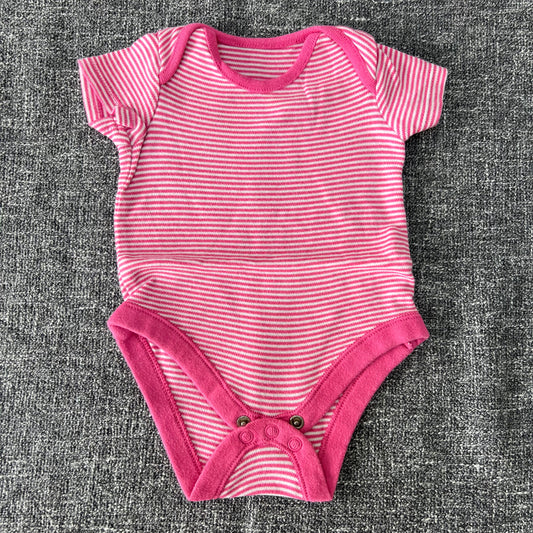 Girls 0-3 Month Pink & White Striped Short Sleeved Bodysuit