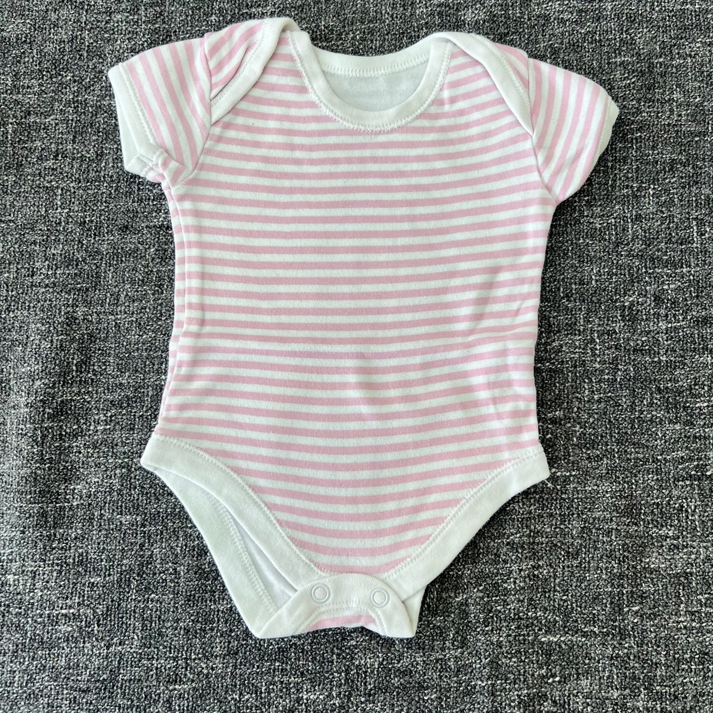 Girls 0-3 Month Pink & White Striped Short Sleeved Bodysuit