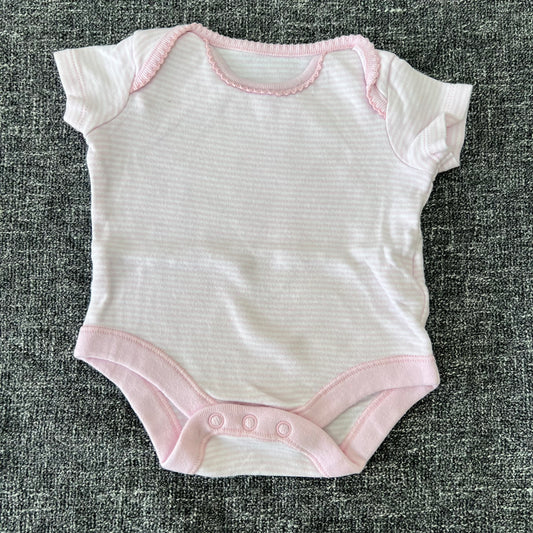 Girls 0-3 Month Pink & White Striped Short Sleeved Bodysuit