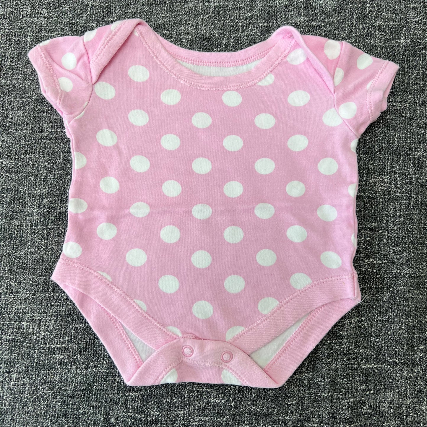 Girls 0-3 Month Pink With White Spots Short Sleeved Bodysuit