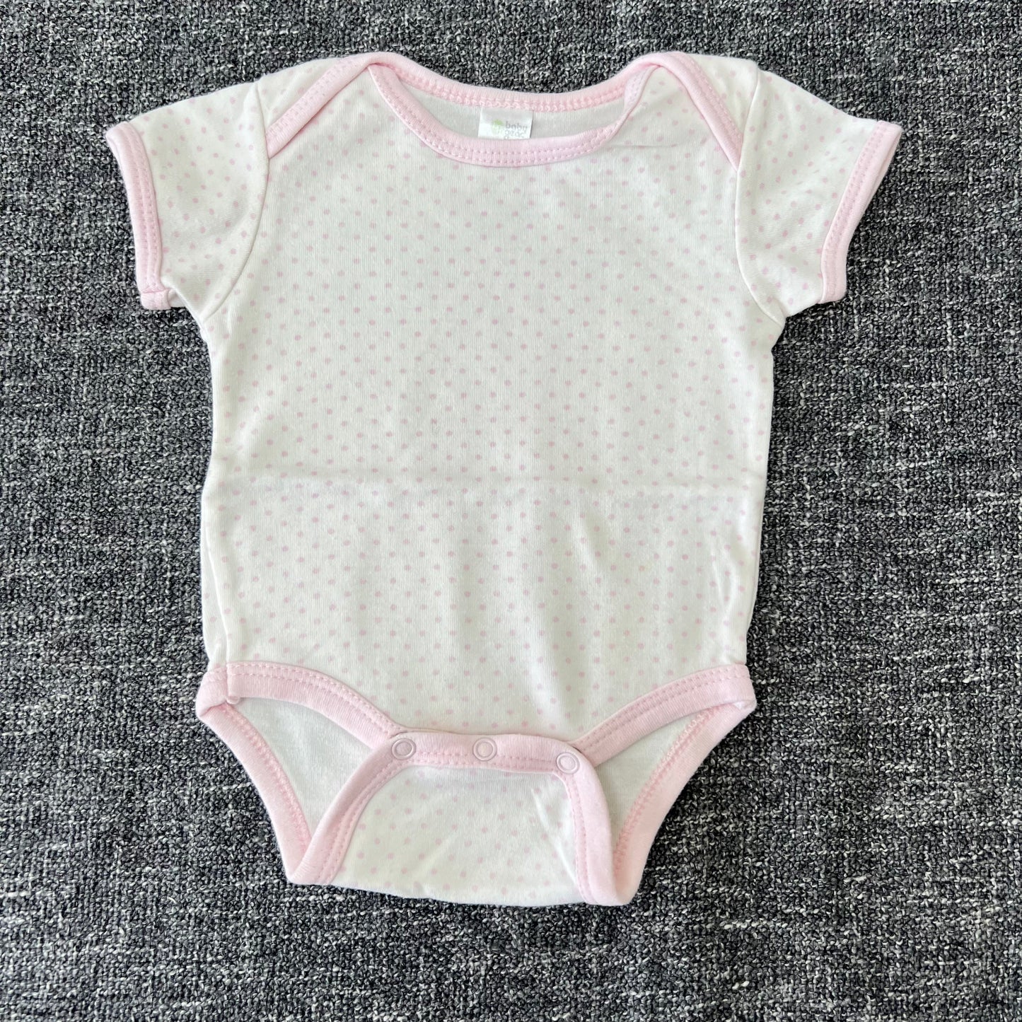 Girls 0-3 Month Cream With Pink Spots Short Sleeved Bodysuit