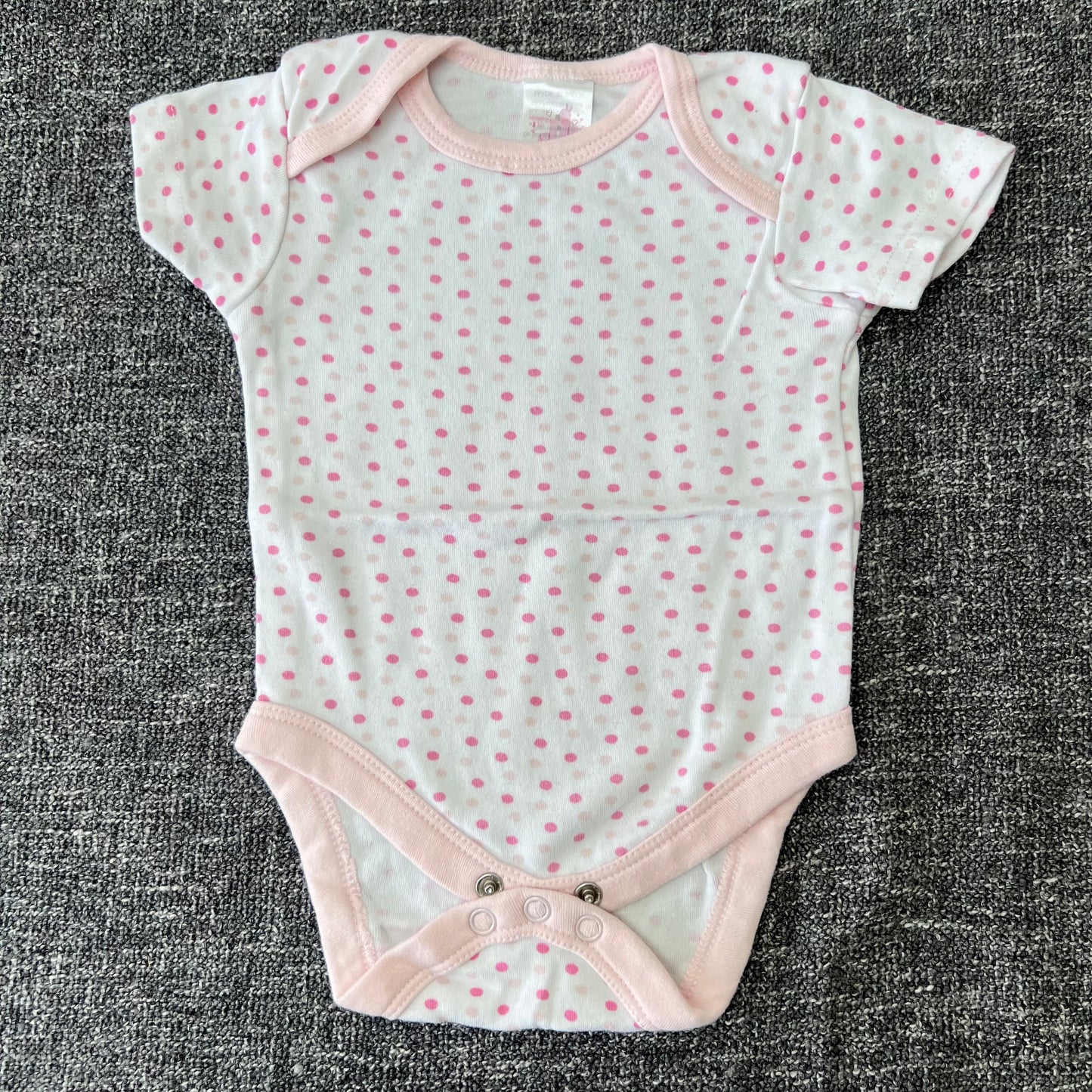 Girls 0-3 Month White & Pink Spot Short Sleeved Bodysuit