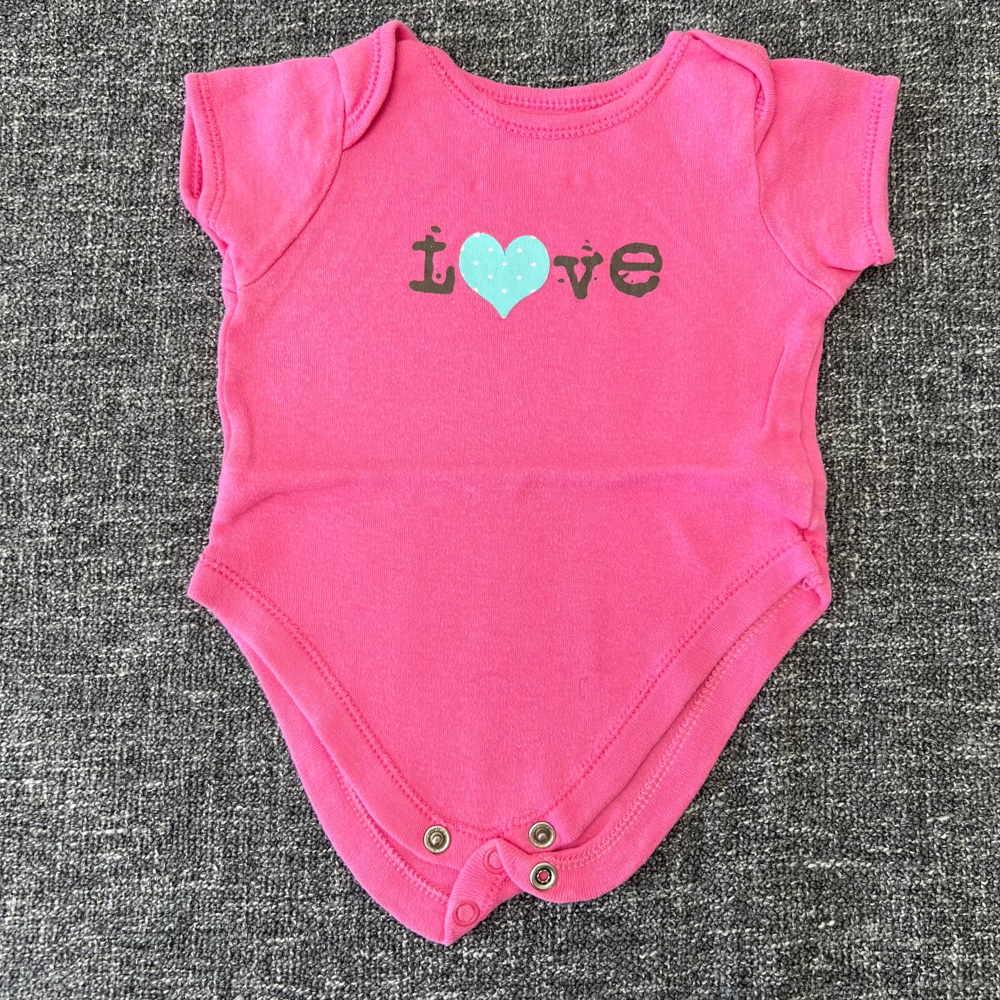 Girls 0-3 Month Pink "Love" Short Sleeved Bodysuit