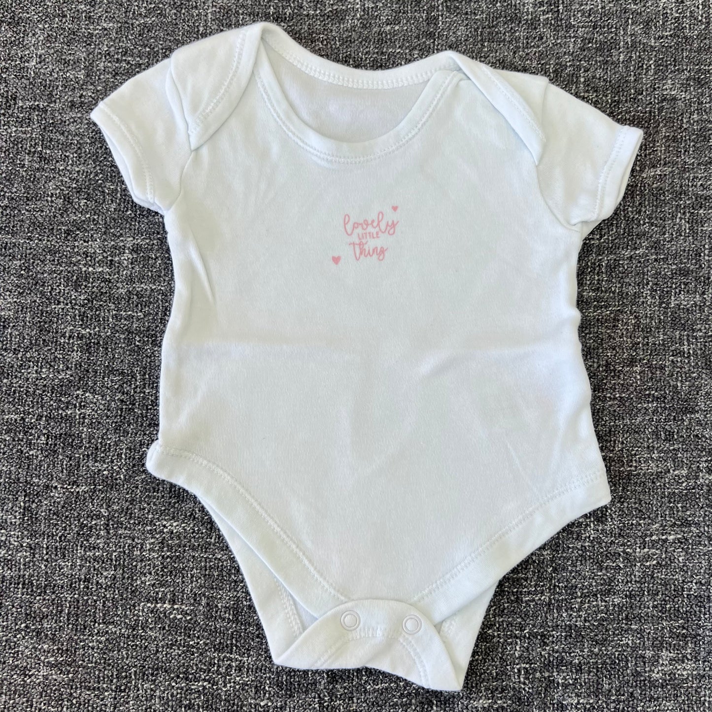 Girls 0-3 Month White "Lovely little thing" Short Sleeved Bodysuit