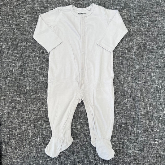 Unisex 0-3 Month Plain Grey Sleepsuit