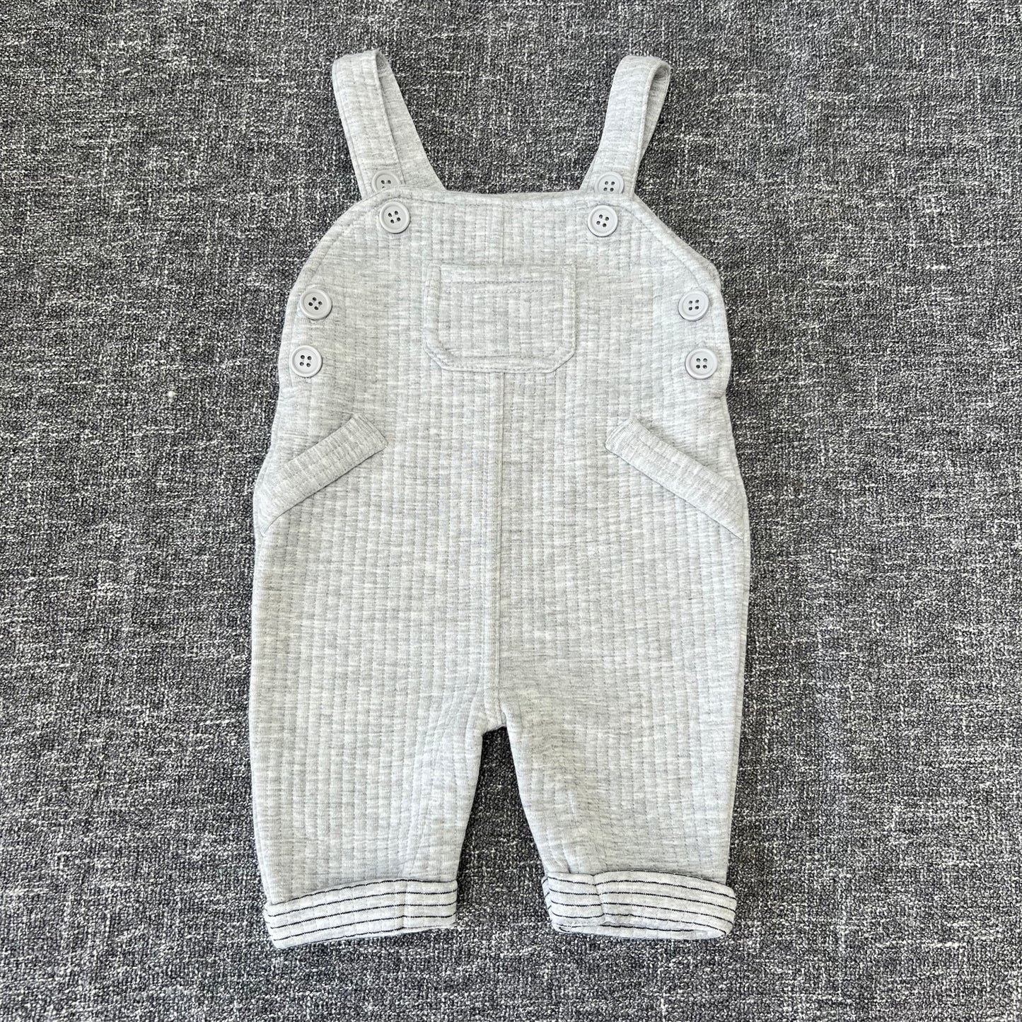 Unisex 0-3 Month Grey Dungarees