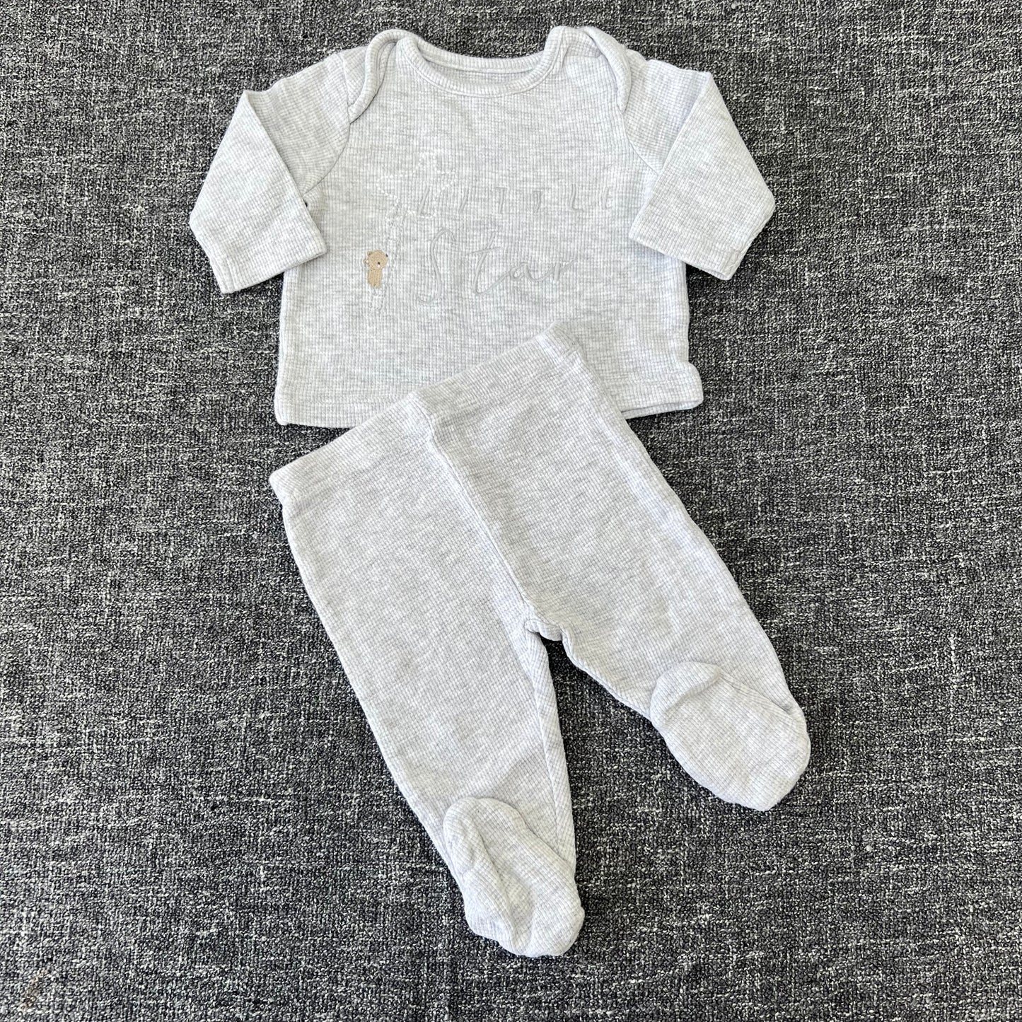 Unisex 0-3 Month Grey "Little Star" Top & Leggings Outfit