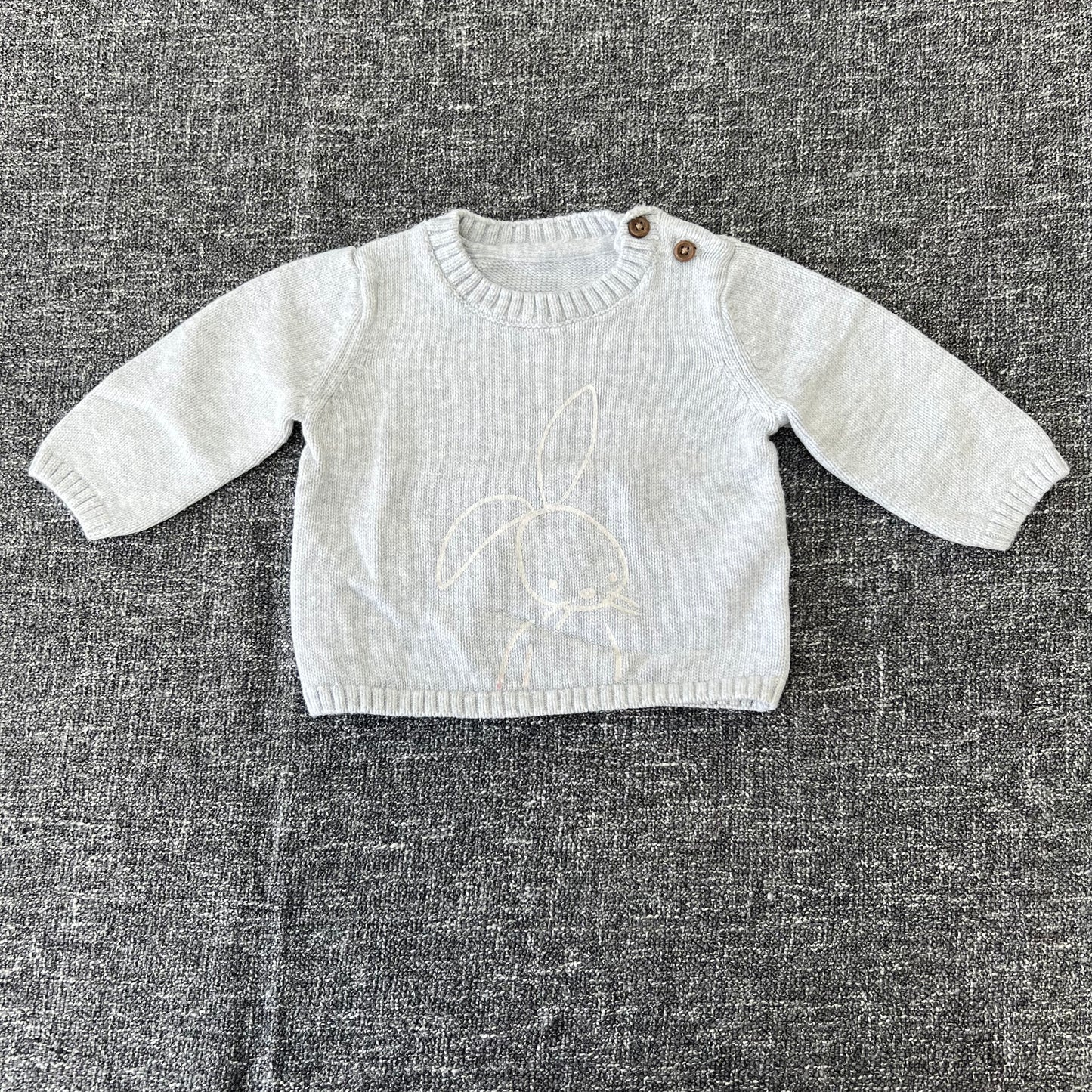 Unisex 0-3 Month Grey Rabbit Jumper