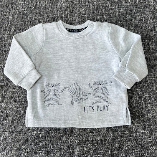 Unisex 0-3 Month Grey "Lets Play" Jumper