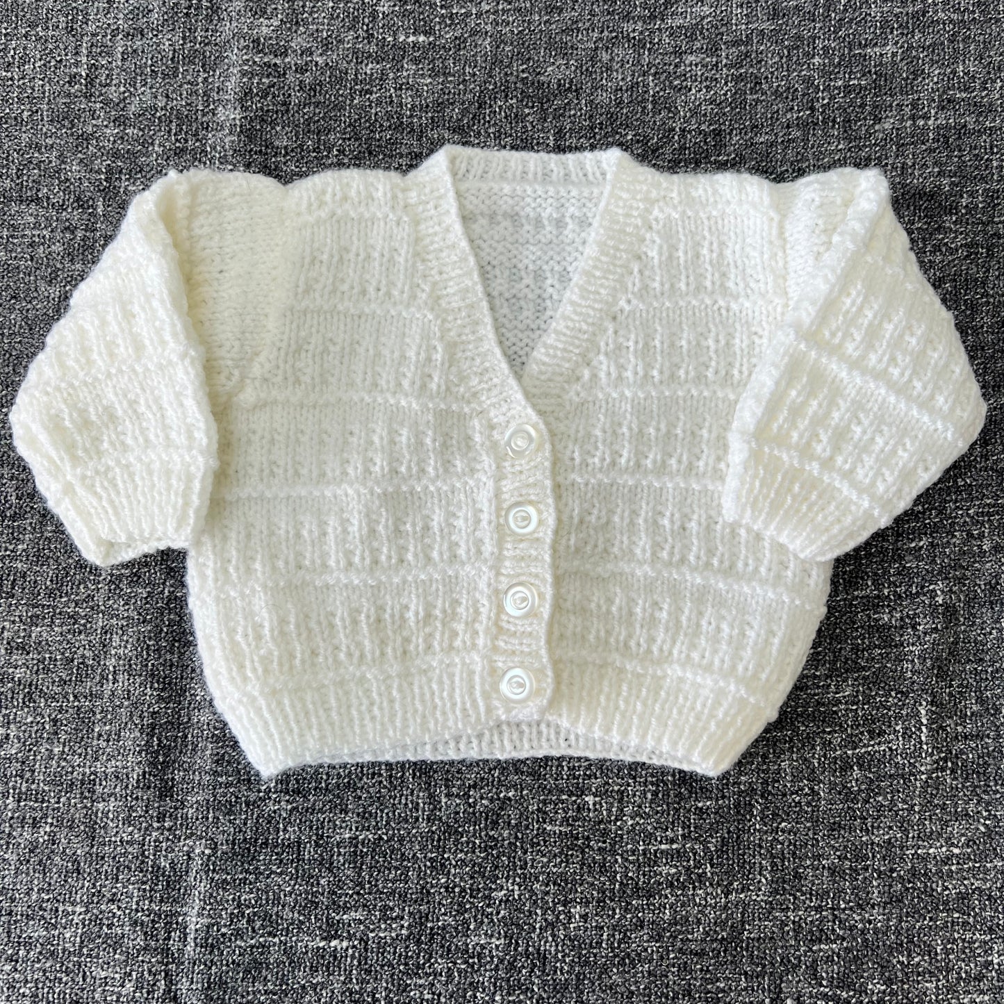 Unisex 0-3 Month White Knitted Cardigan