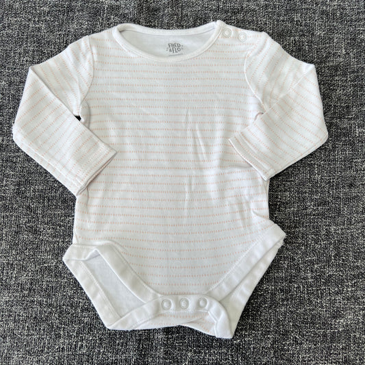 Unisex 0-3 Month White & Brown Striped Long Sleeved Bodysuit