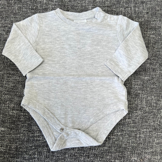 Unisex 0-3 Month Plain Grey Long Sleeved Bodysuit