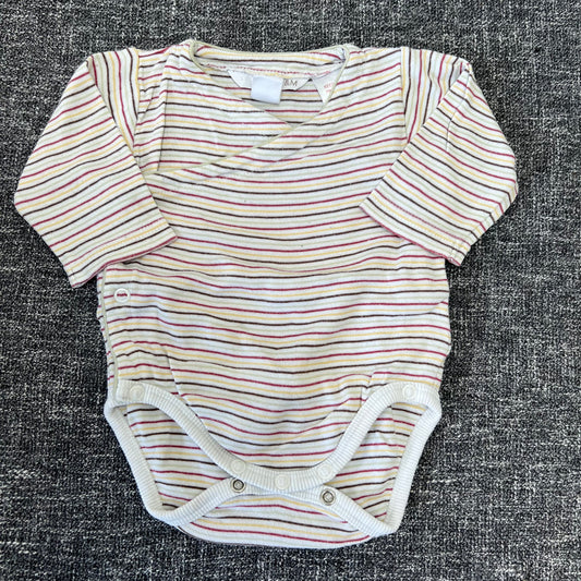 Unisex 0-3 Month Striped Long Sleeved Bodysuit