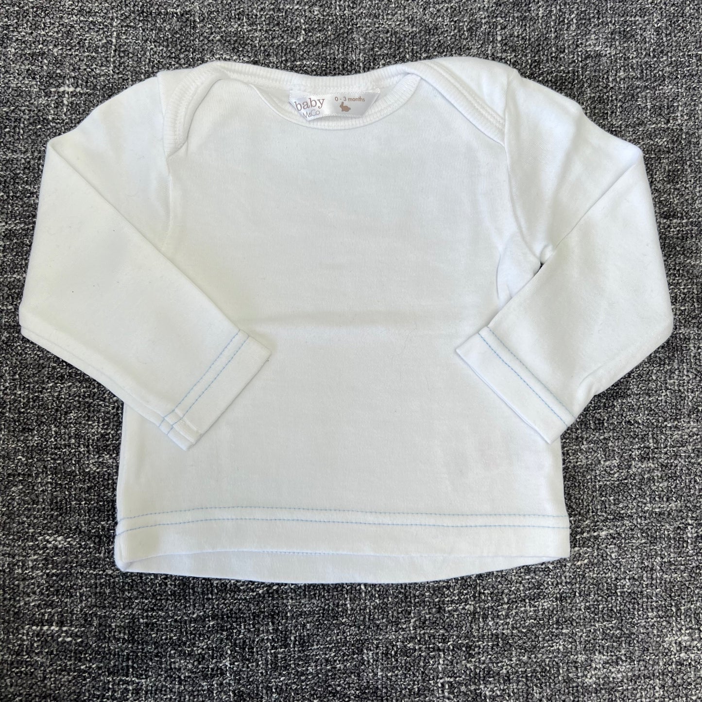 Unisex 0-3 Month Plain White Long Sleeved Top