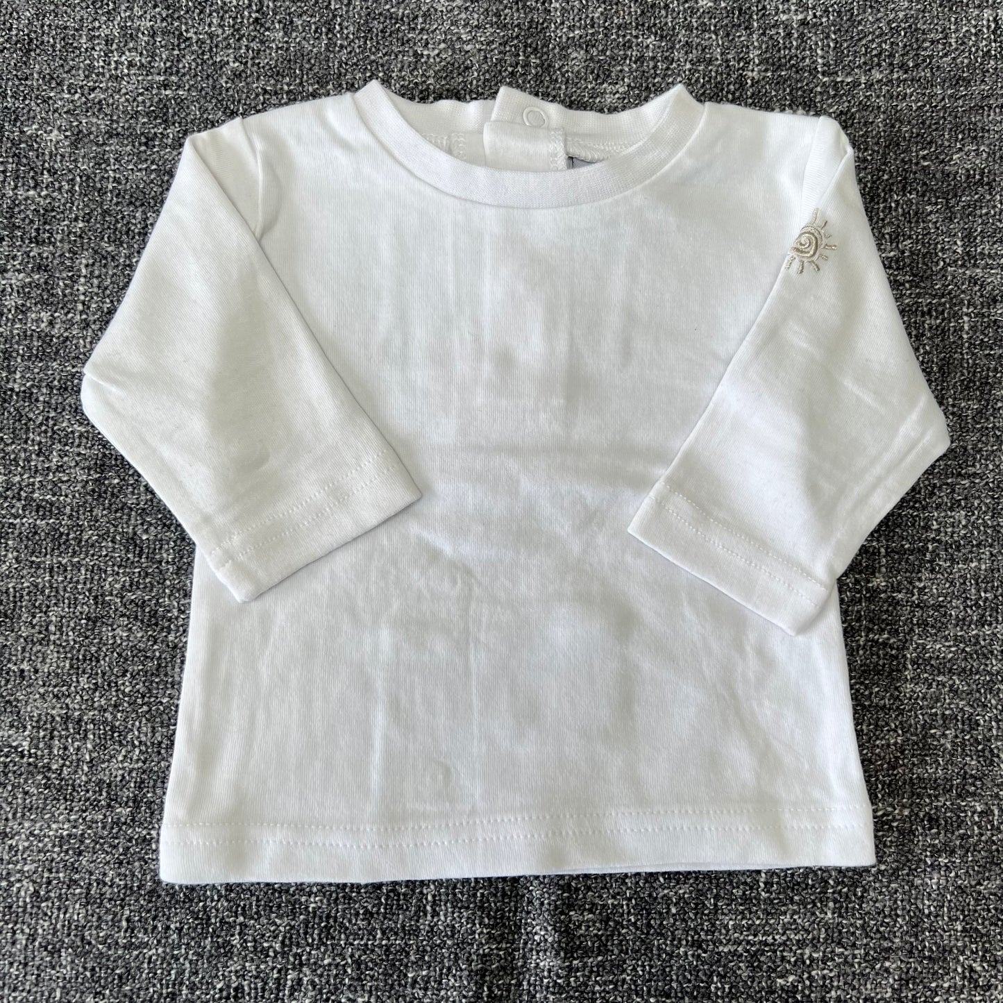 Unisex Newborn Plain White Long Sleeved Top