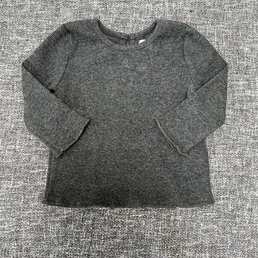 Unisex 0-3 Month Grey Ribbed Long Sleeved Top