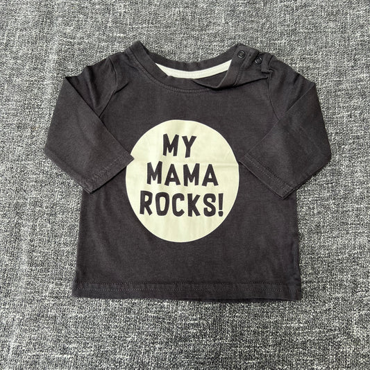 Unisex 0-3 Month Grey "My Mama Rocks!" Long Sleeved Top