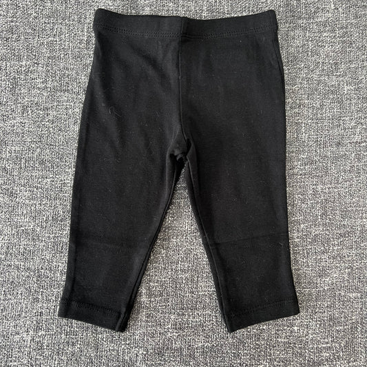 Unisex 0-3 Month Plain Black Leggings