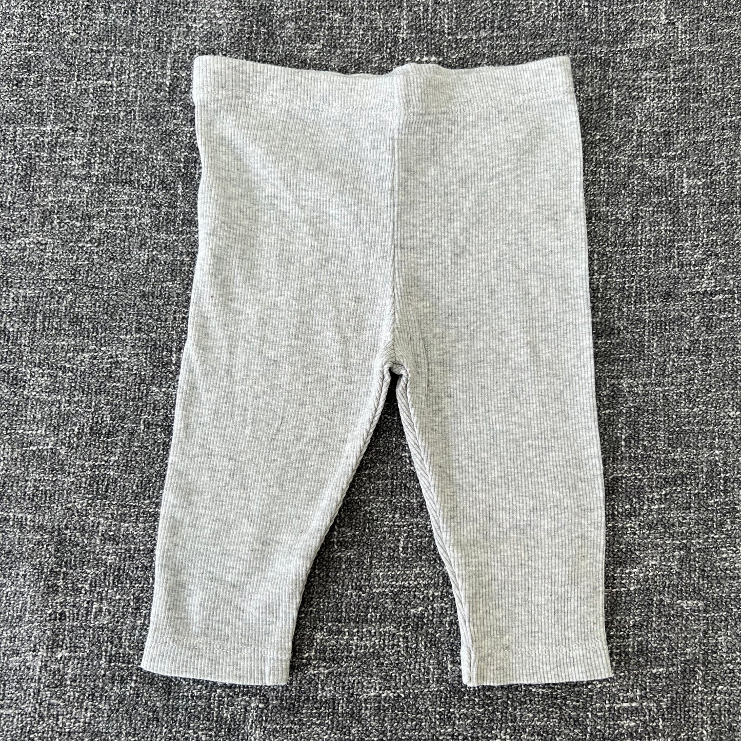 Unisex 0-3 Month Ribbed Grey Leggings