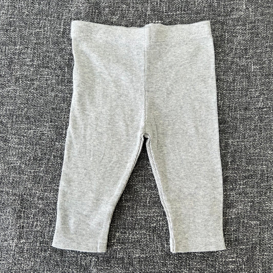 Unisex 0-3 Month Ribbed Grey Leggings