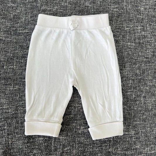 Unisex 0-3 Month Plain White Joggers