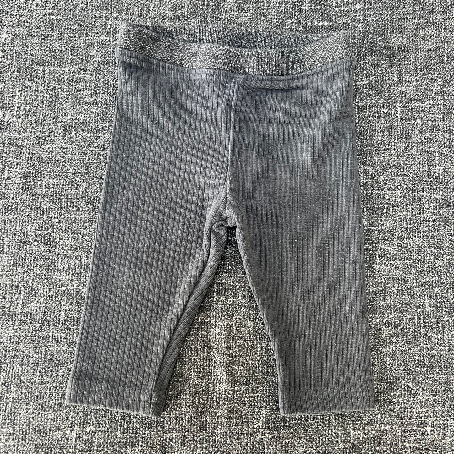 Unisex 0-3 Month Ribbed Grey Leggings