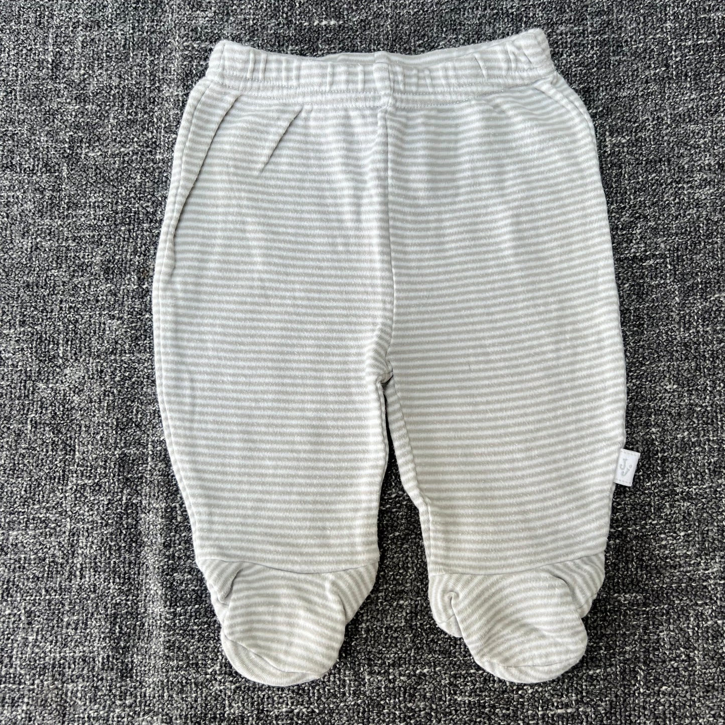 Unisex 0-3 Month Grey & White Striped Leggings