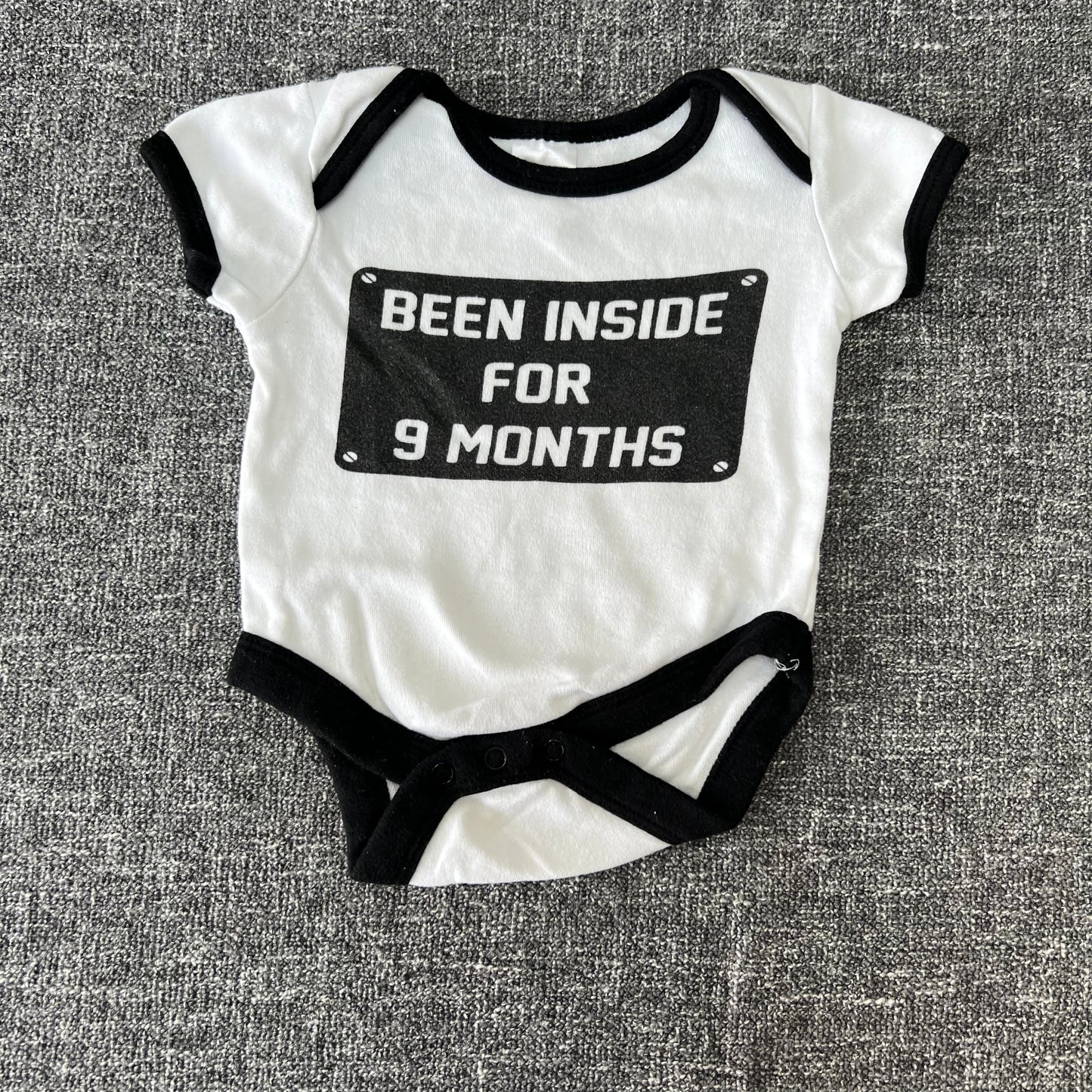 Unisex 0-3 Month "Been Inside For 9 Months" Short Sleeved Bodysuit