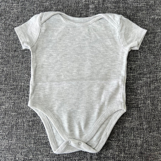 Unisex 0-3 Month Plain Grey Short Sleeved Bodysuit