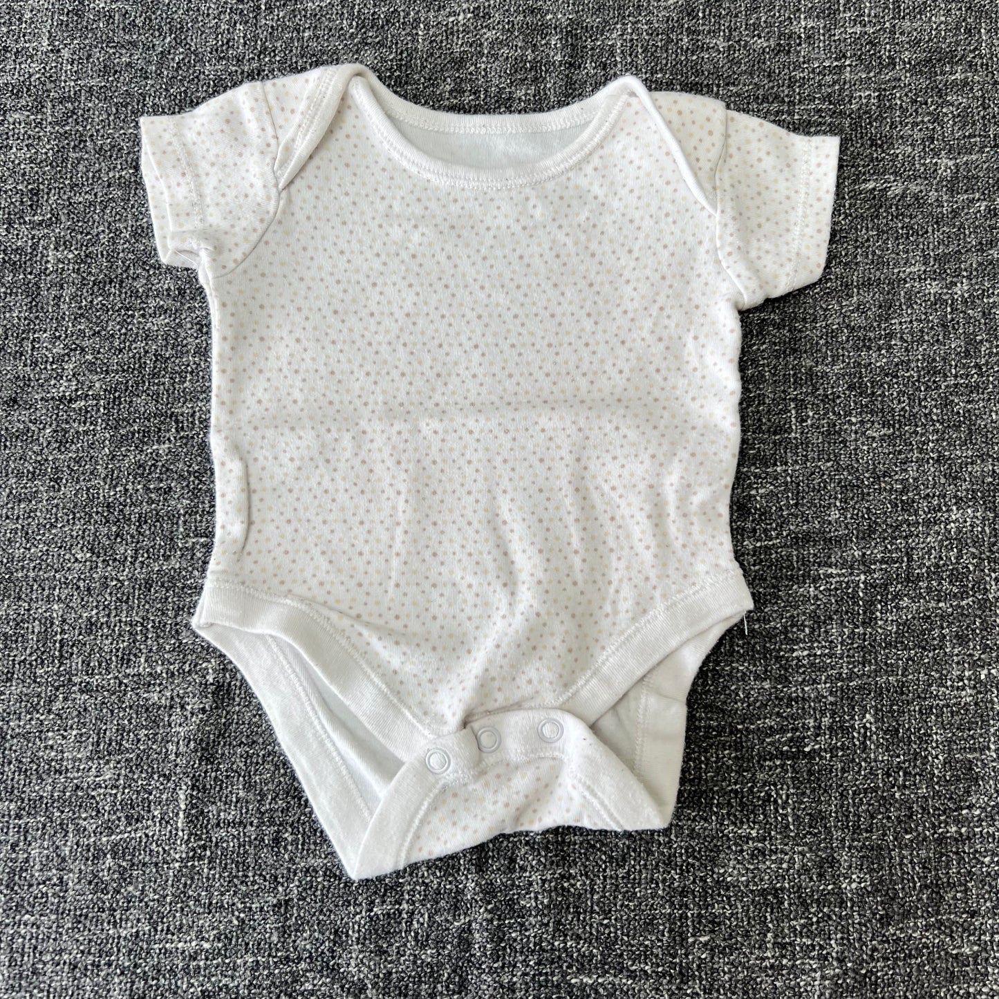 Unisex 0-3 Month White With Beige Spots Short Sleeved Bodysuit (PIP)