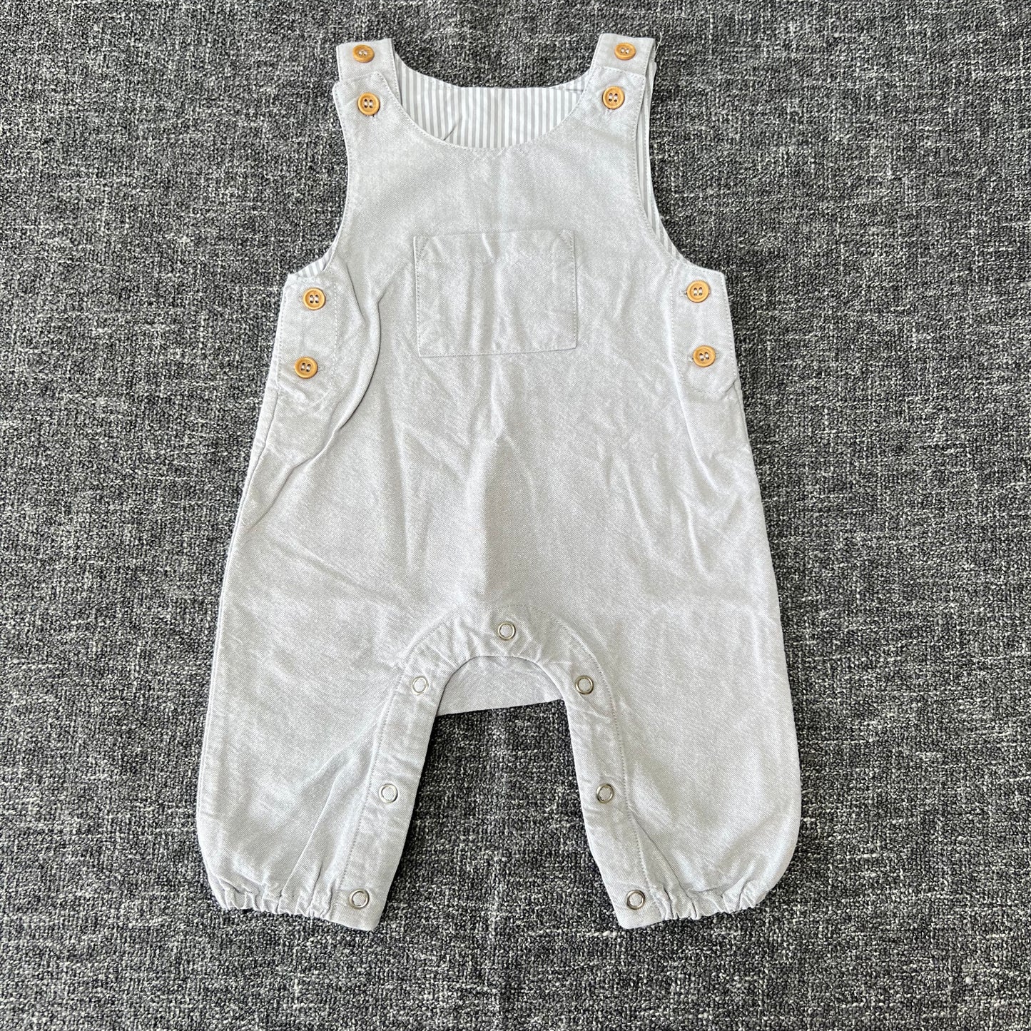 Unisex 0-3 Month Grey Summer Dungarees