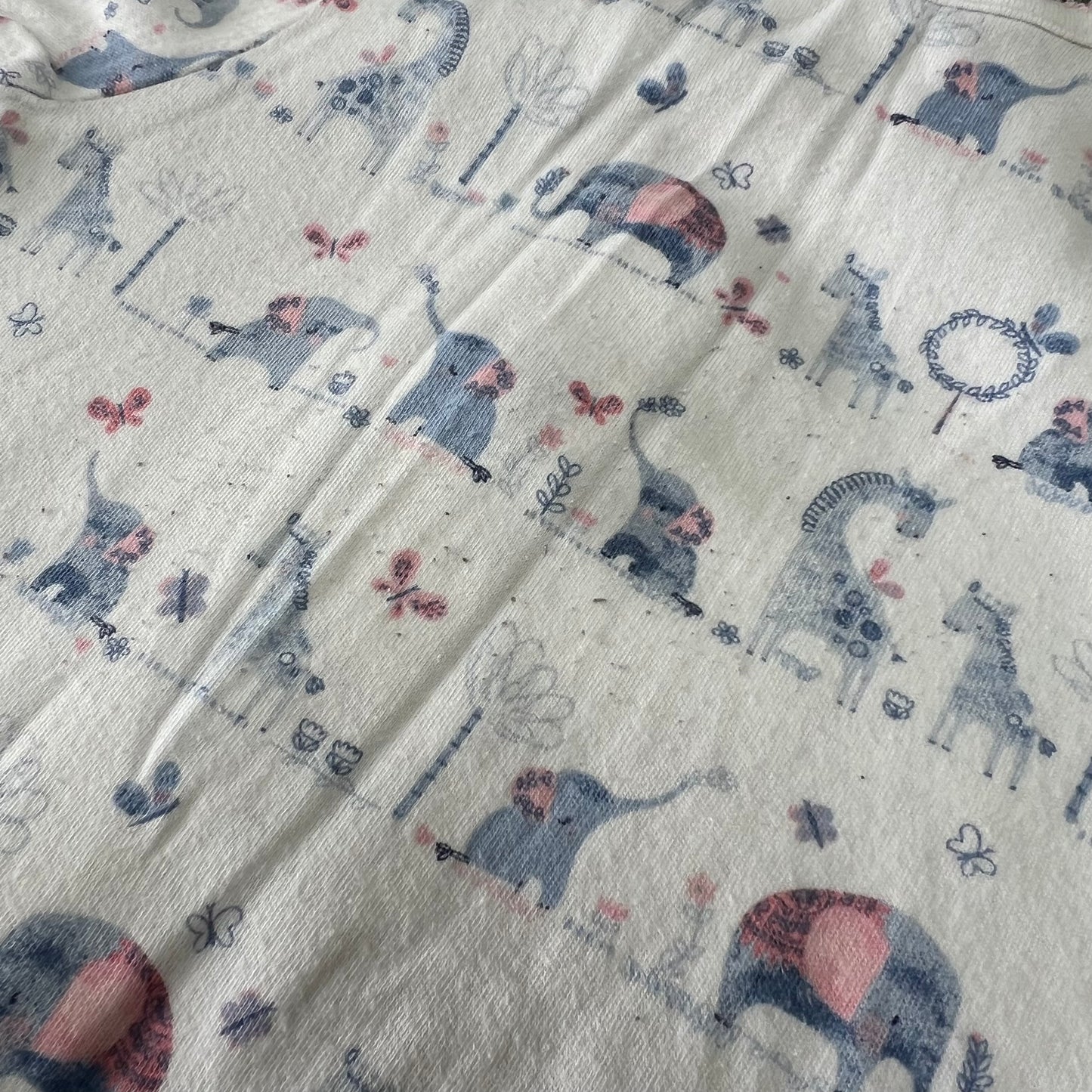 Girls 0-3 Month White With Blue Elephants Sleepsuit (PIP)