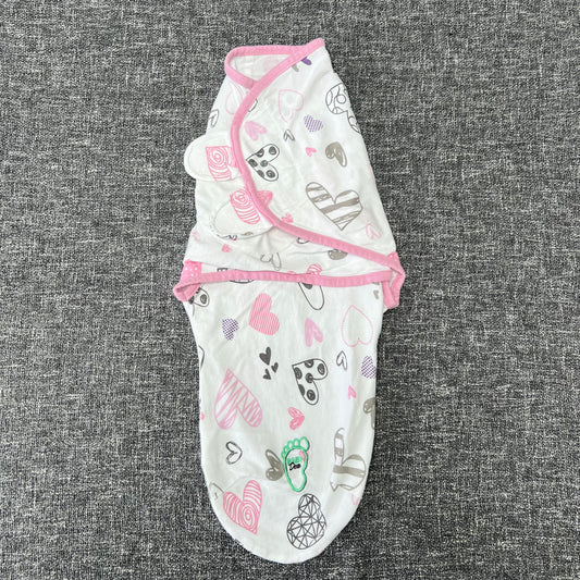 Girls 0-3 Month Pink & White Swaddle