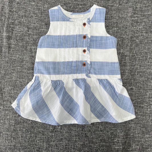 Girls 3-6 Month Blue & White Striped Summer Dress