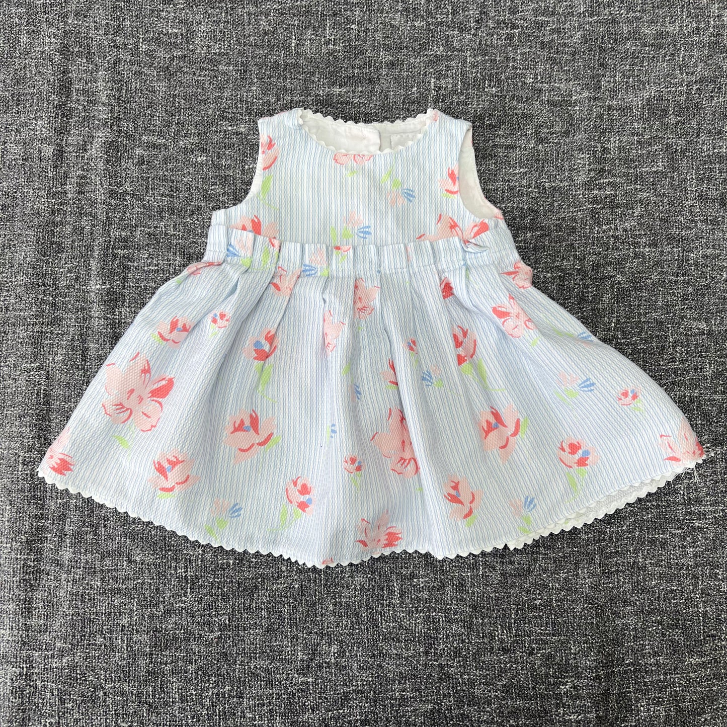 Girls 3-6 Month Blue & Peach Floral Summer Dress