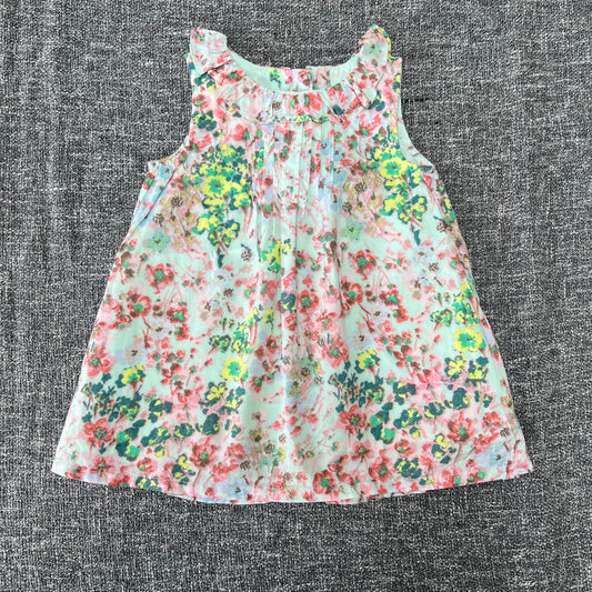 Girls 3-6 Month Green & Pink Floral Summer Dress