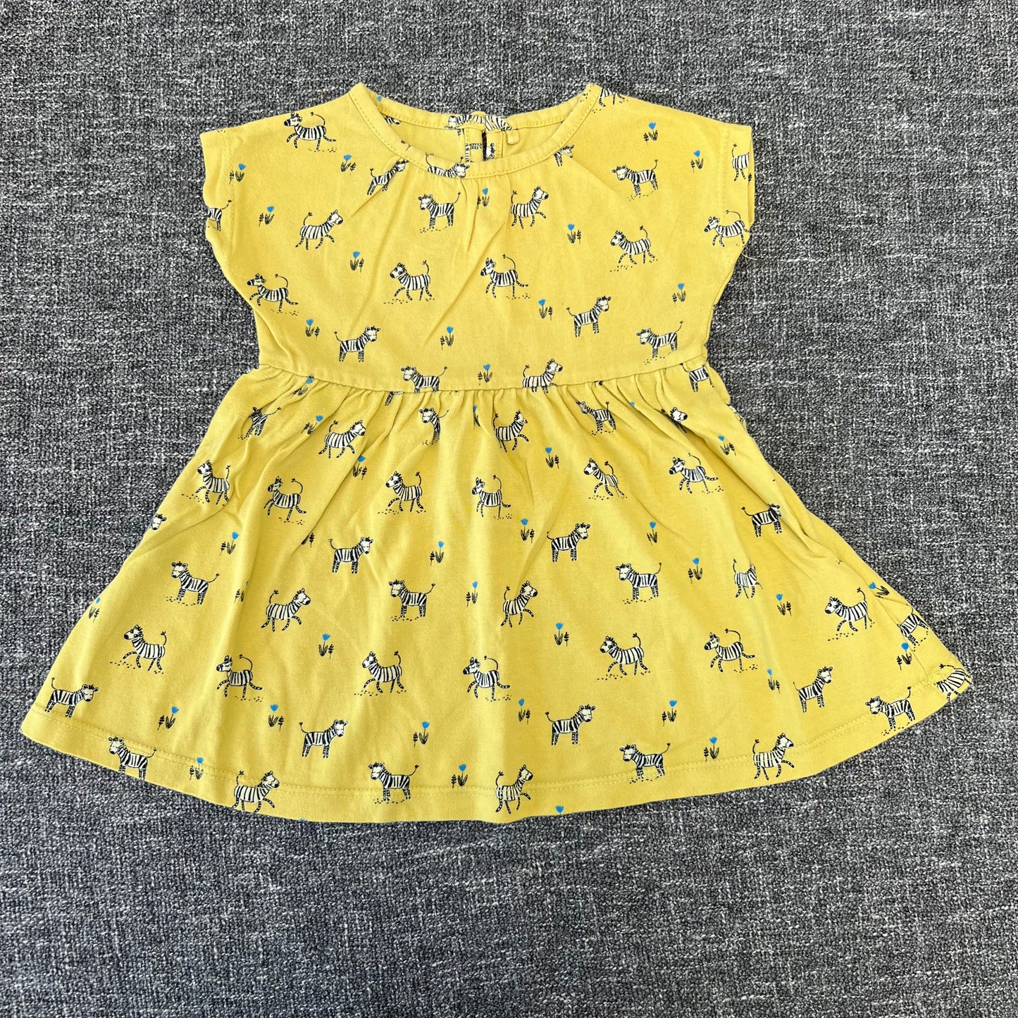 Girls 3-6 Month Yellow Zebra Print Jersey Summer Dress