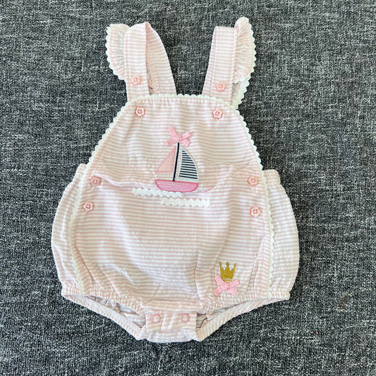 Girls 3-6 Month Pink & White Striped Summer Dungarees