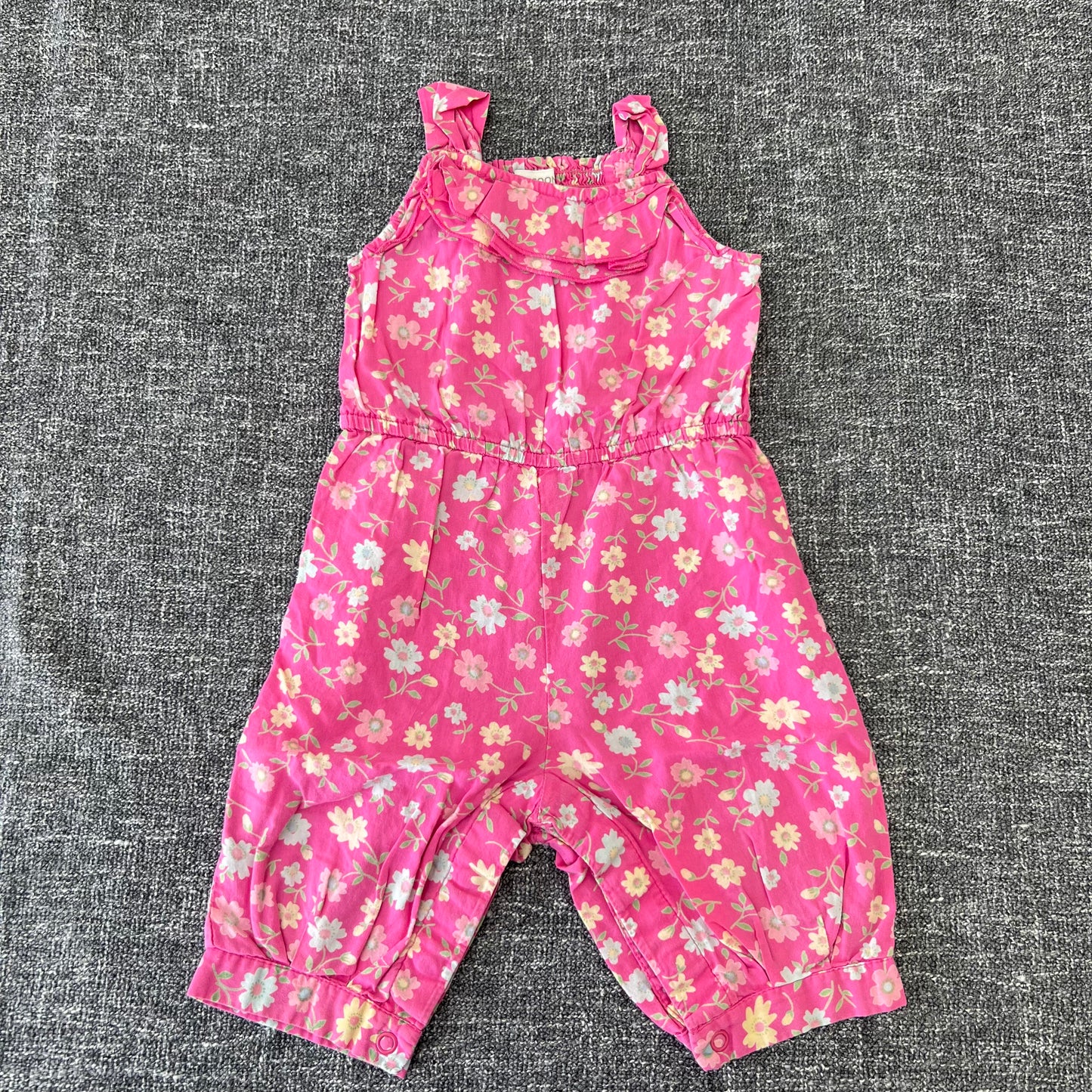 Girls 3-6 Month Pink Floral Summer Dungarees