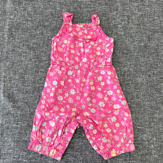 Girls 3-6 Month Pink Floral Summer Dungarees