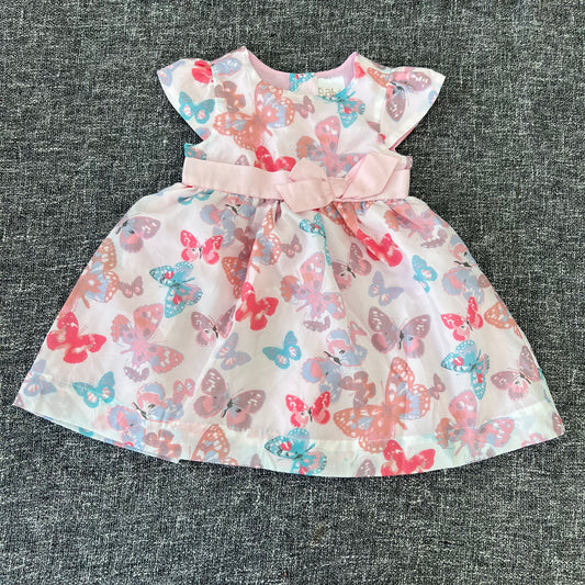 Girls 3-6 Month Pink Butterfly Print Summer Dress