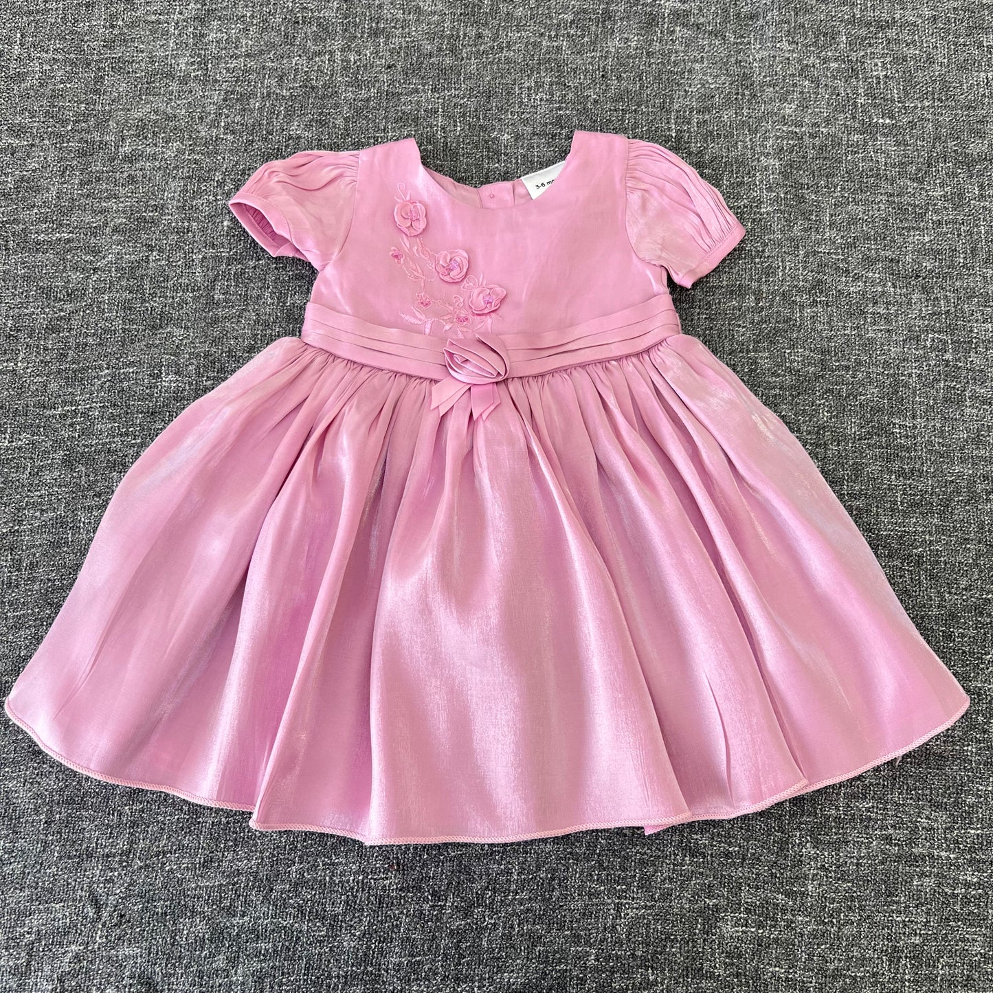 Girls 3-6 Month Pink Occasion Dress with Flower Detail