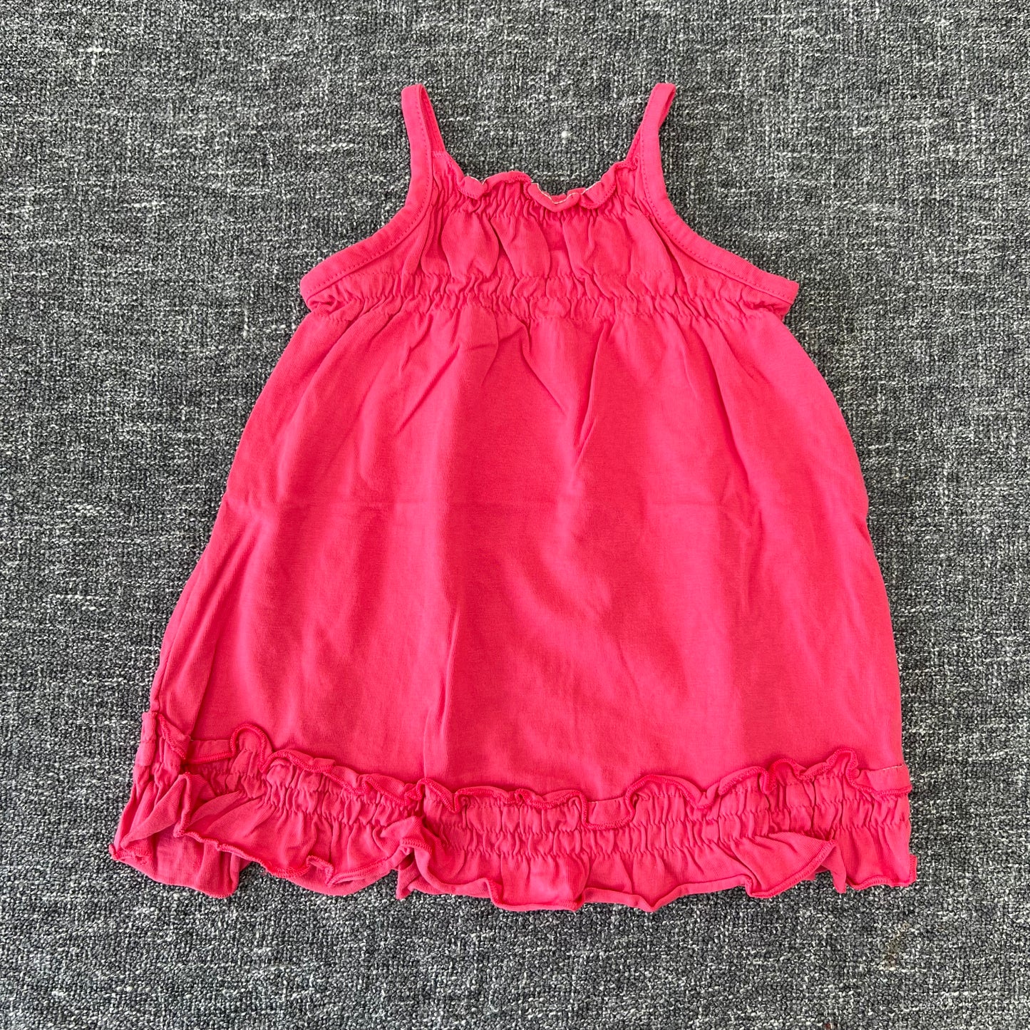 Girls 3-6 Month Plain Pink Jersey Summer Dress With Frill Around The Hem