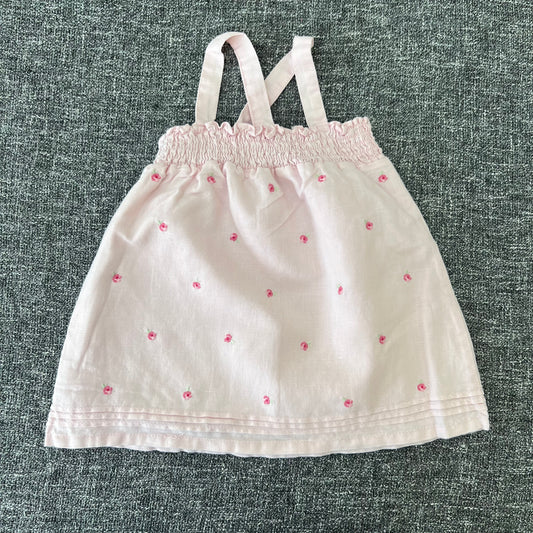 Girls 3-6 Month Pink Sun Dress With Embroidered Flowers