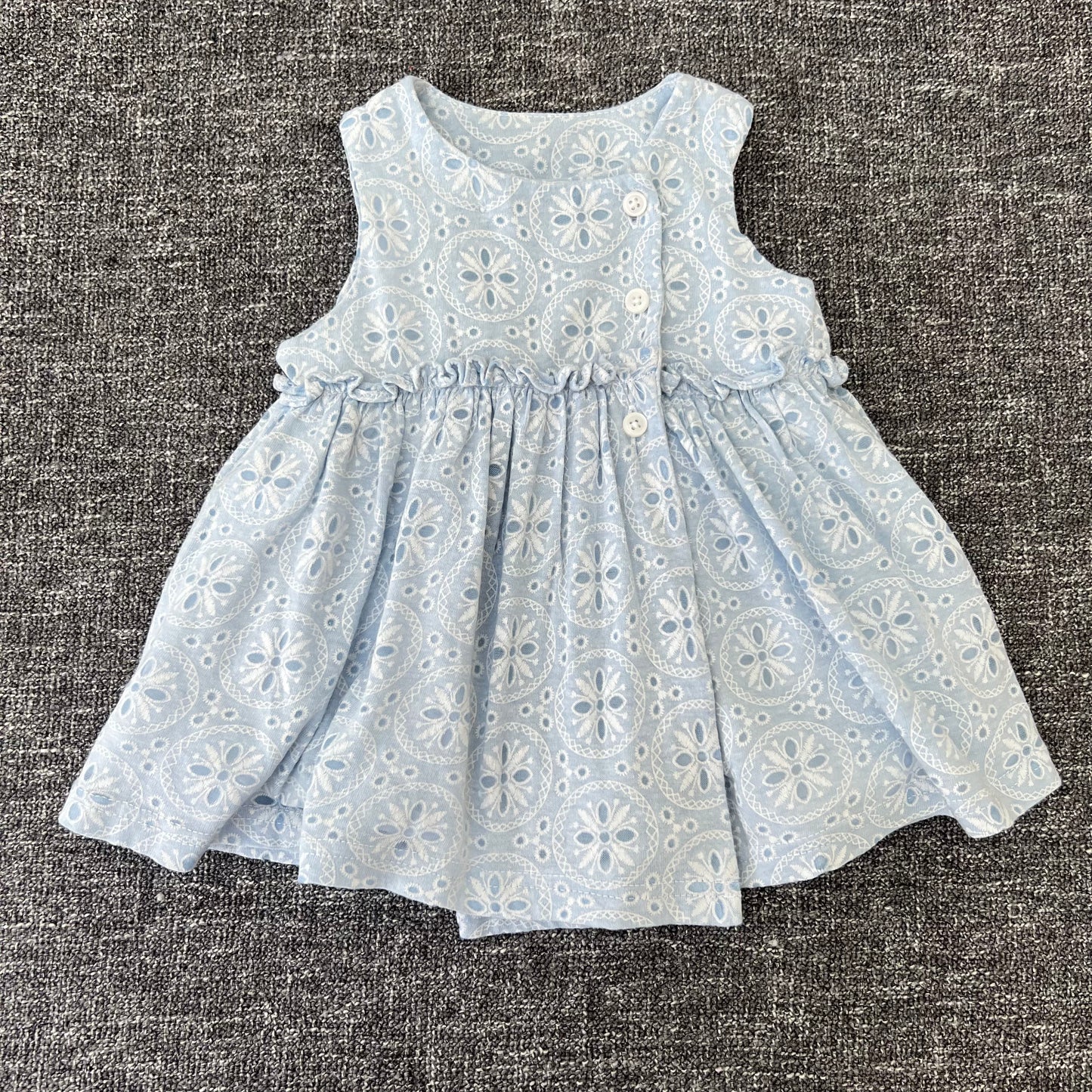 Girls 3-6 Month Blue & White Geometric Patterned Summer Dress