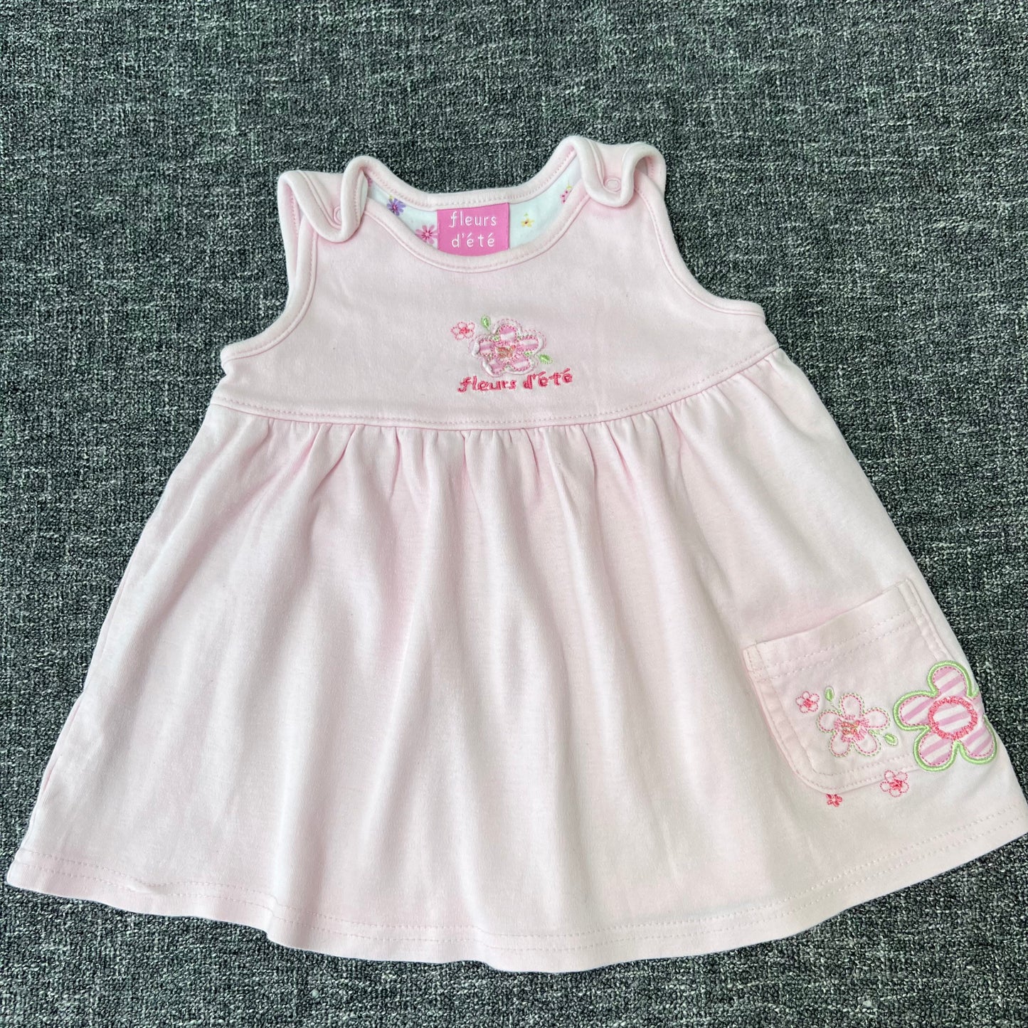 Girls 3-6 Month Pink Jersey Summer Dress "Fleurs d'été"