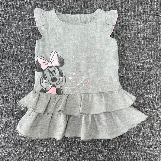 Girls 3-6 Month Grey Minnie Mouse Summer Dress "You're So Sweet"