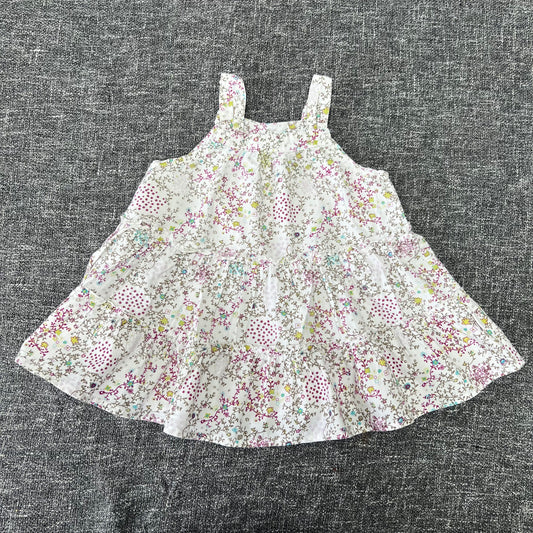 Girls 3-6 Month White, Green & Purple Floral Print Sun Dress