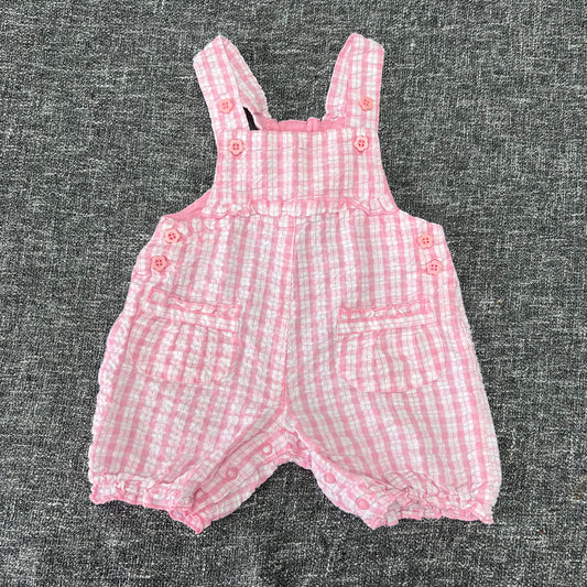 Girls 3-6 Month Pink & White Seersucker Summer Dungarees